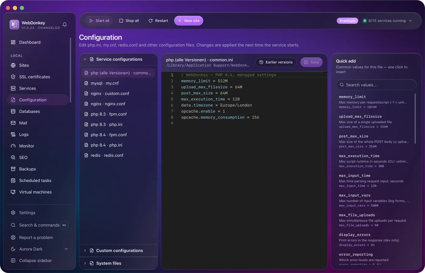 Edit configuration without hunting for files