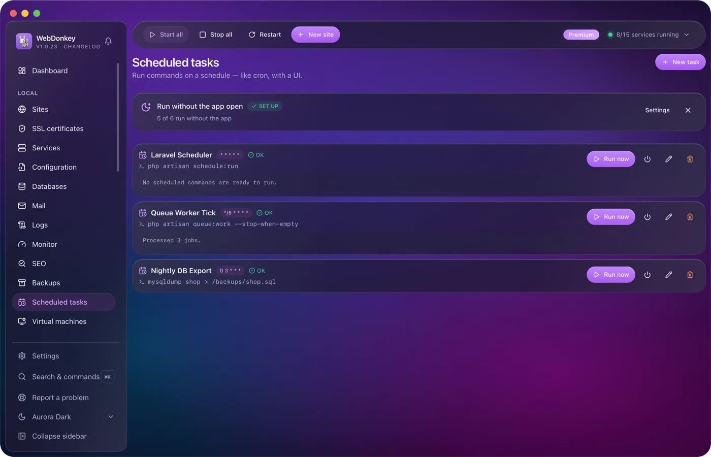 Scheduled tasks with an interface instead of crontab
