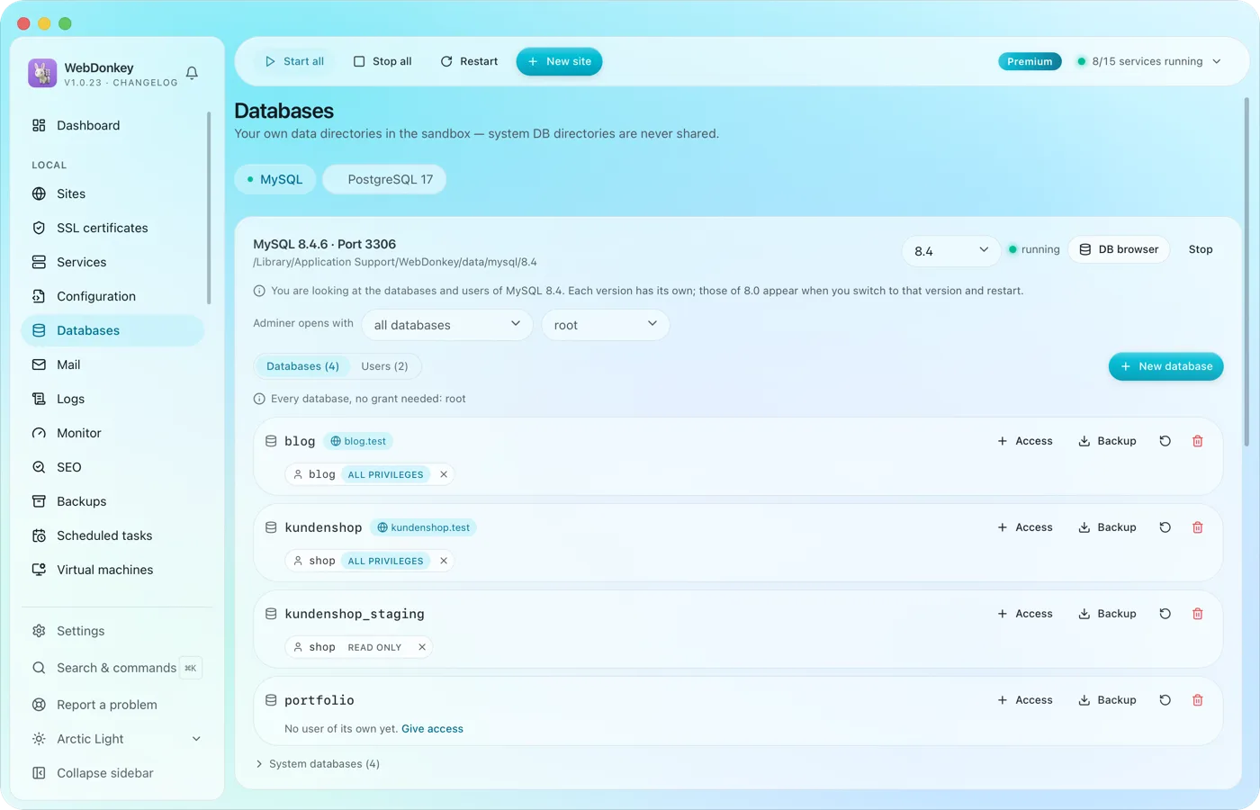 Create and browse databases