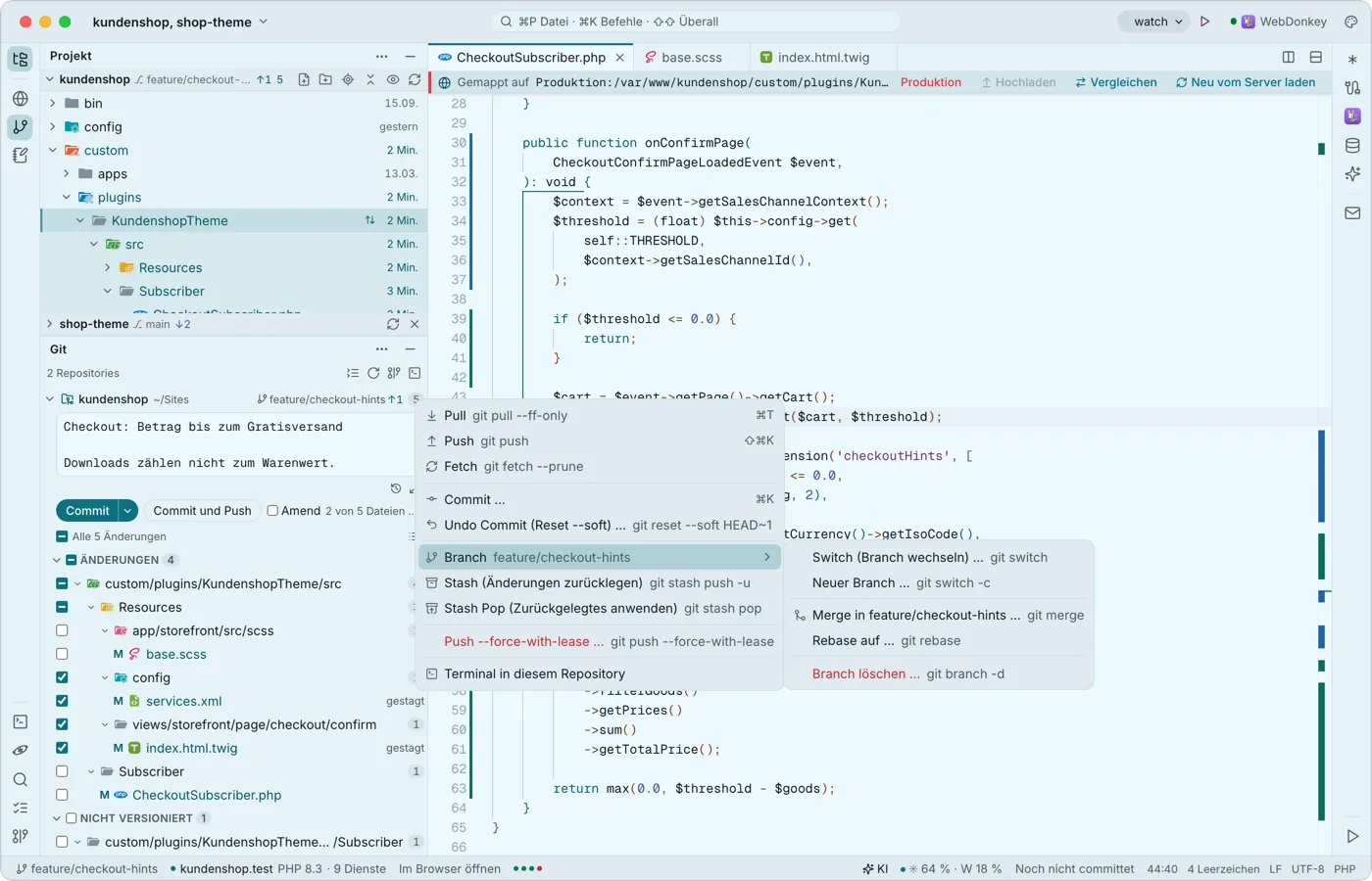 Git, ohne den Editor zu verlassen