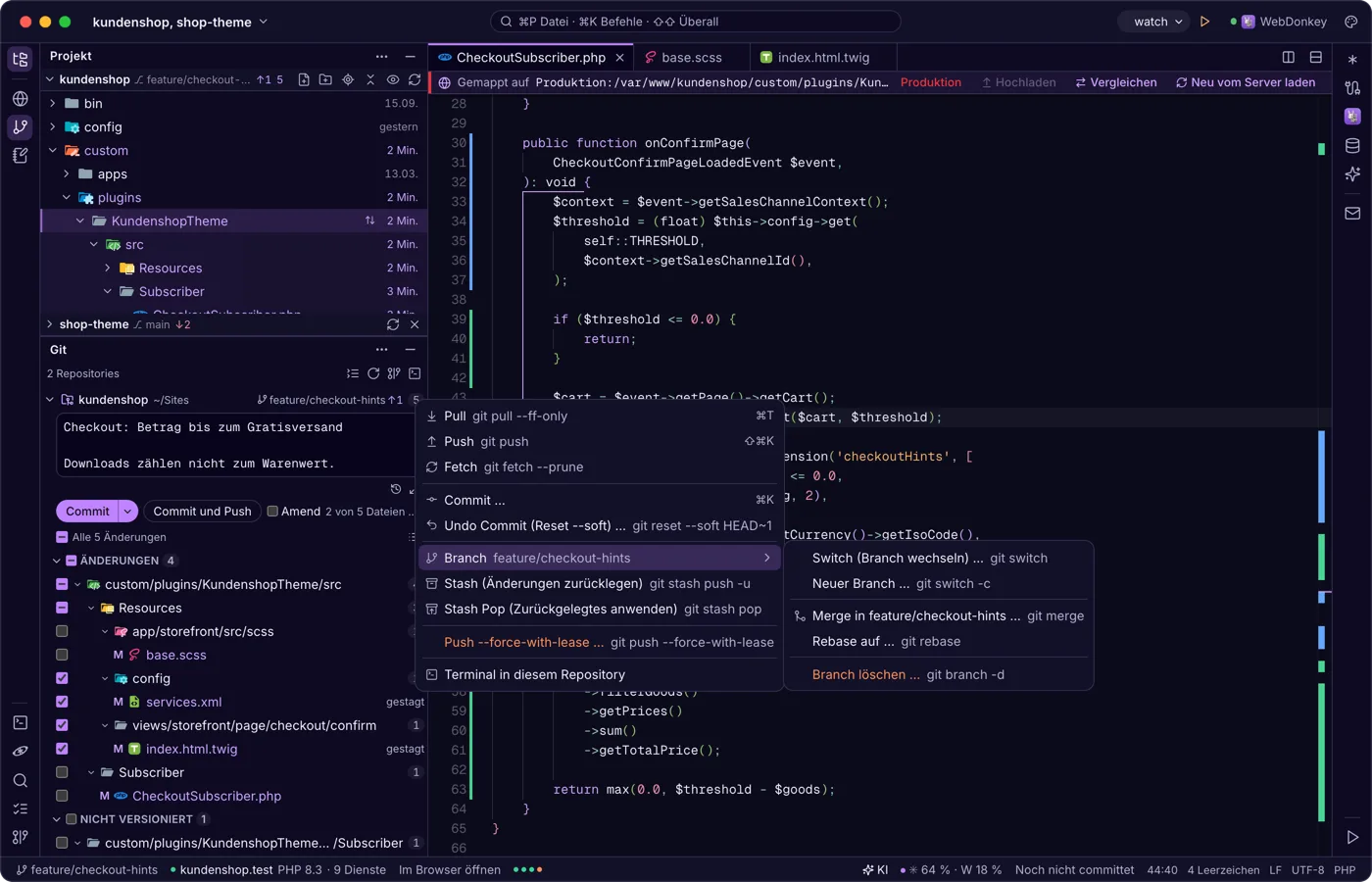 Git, ohne den Editor zu verlassen
