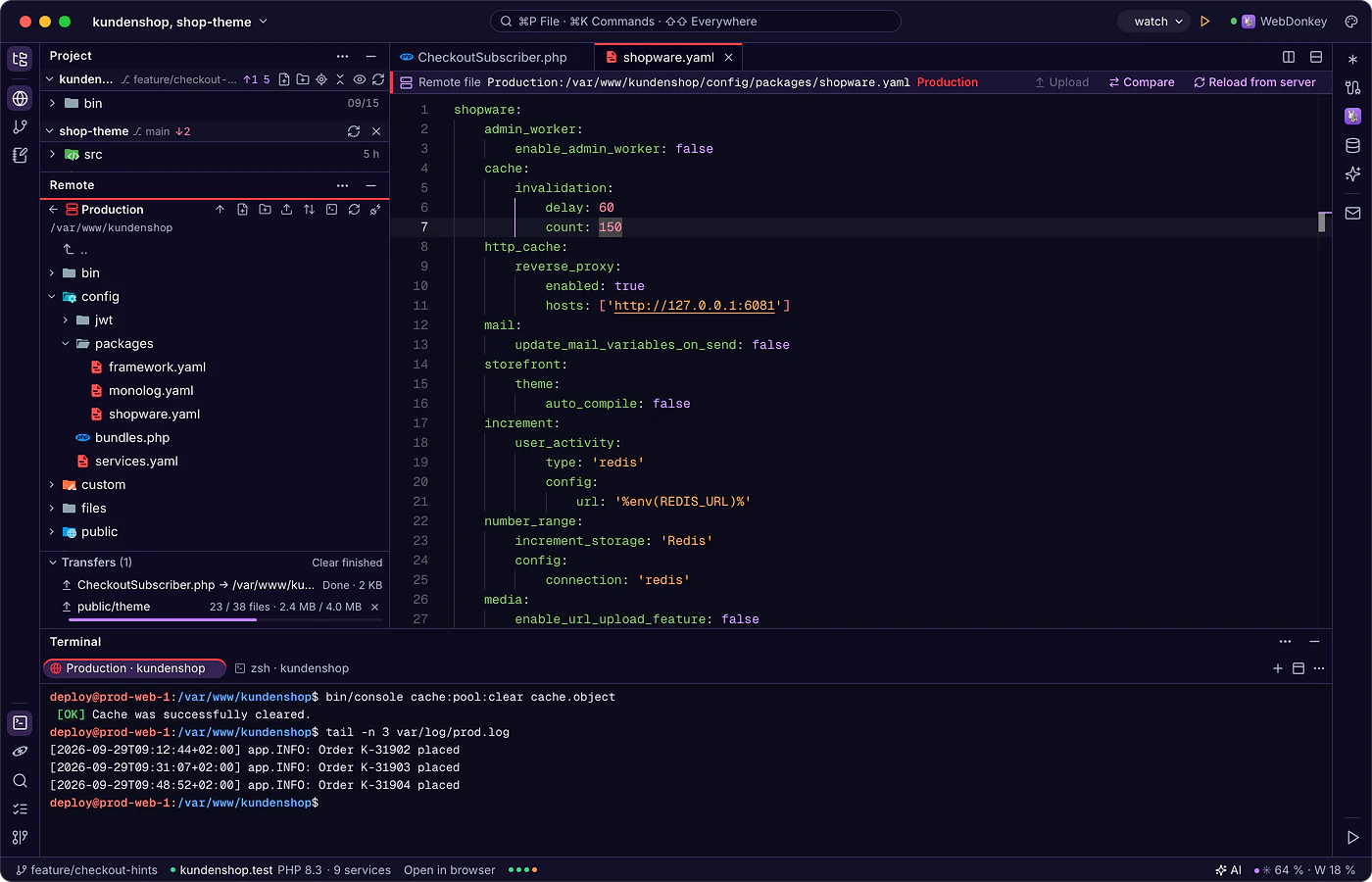 Work right on the server.