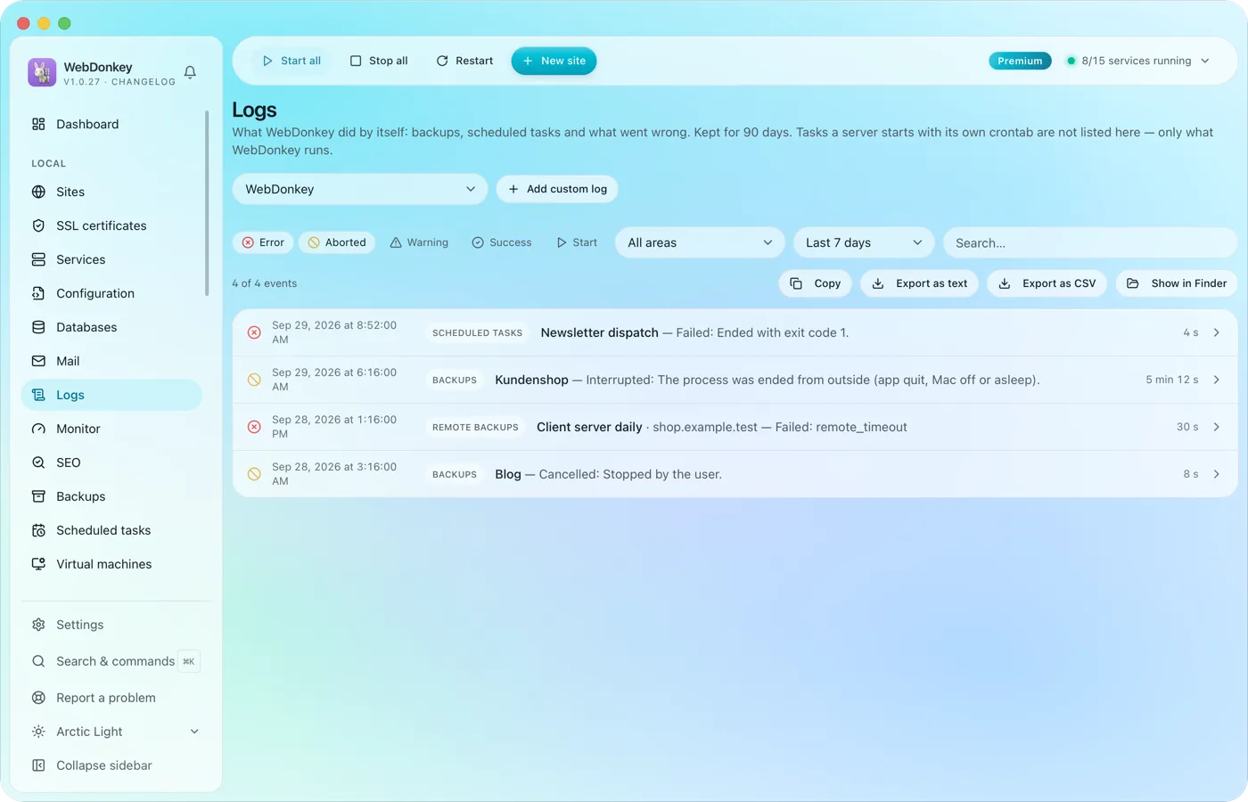 Read logs where they happen
