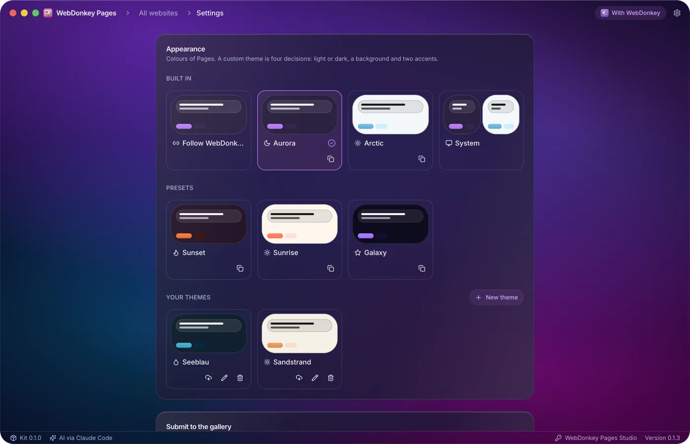 The colours of the app