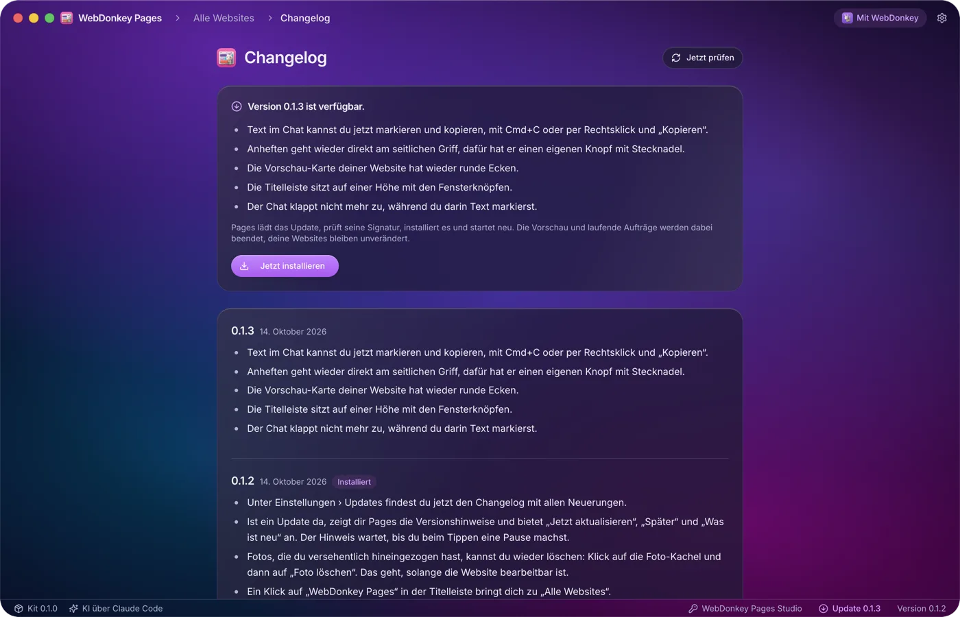 Updates auf deinen Klick