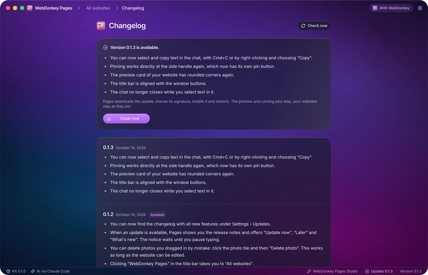 Updates when you click