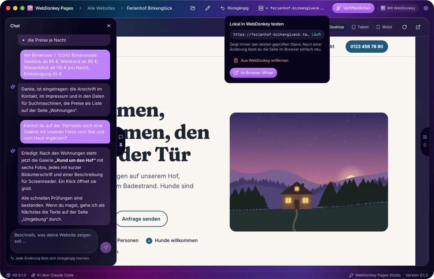 Lokal testen, mit PHP