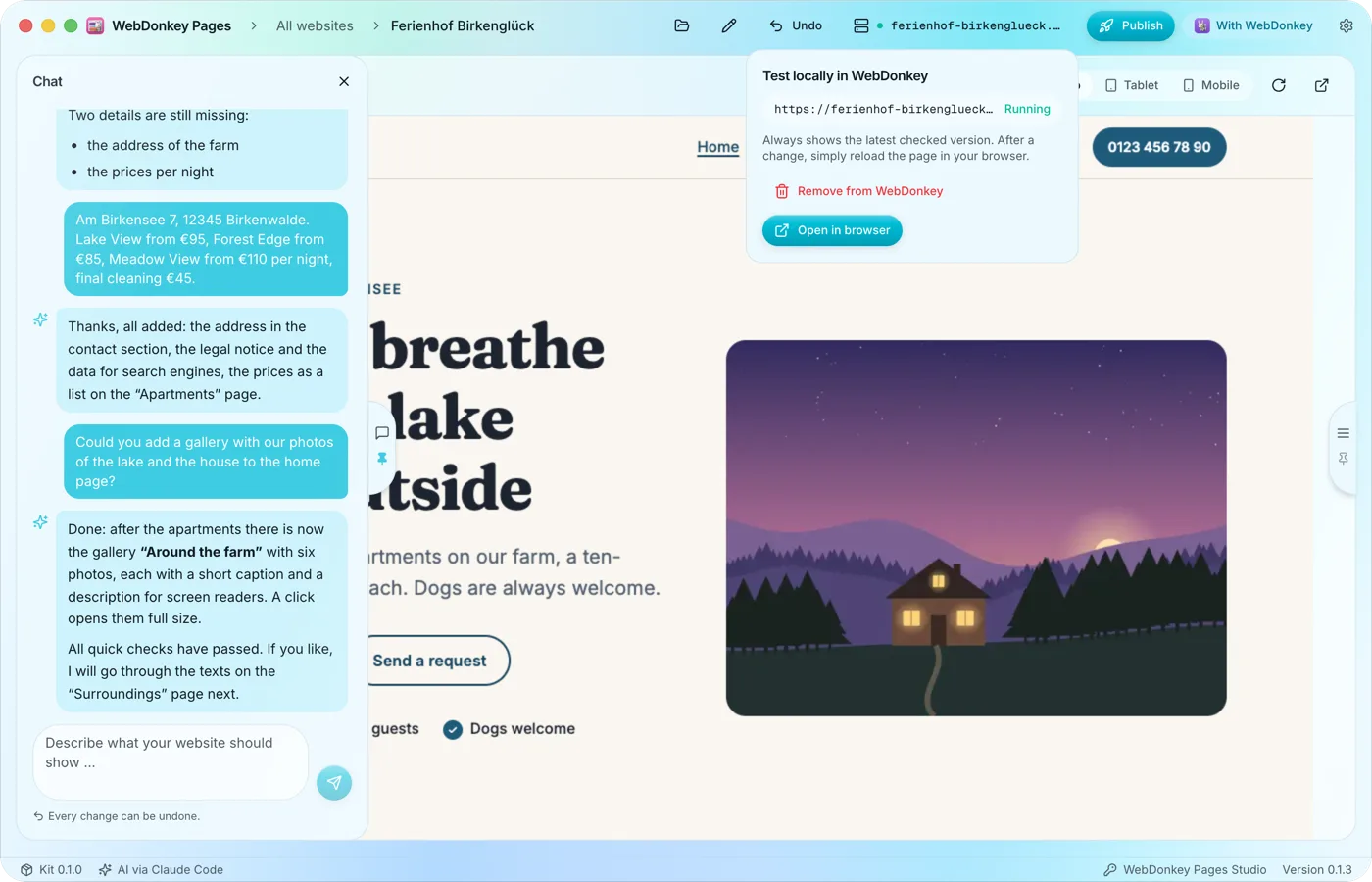 Test locally, with PHP