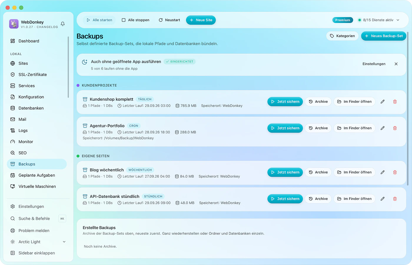 Vor dem Update ein Backup, das auch zurückkommt