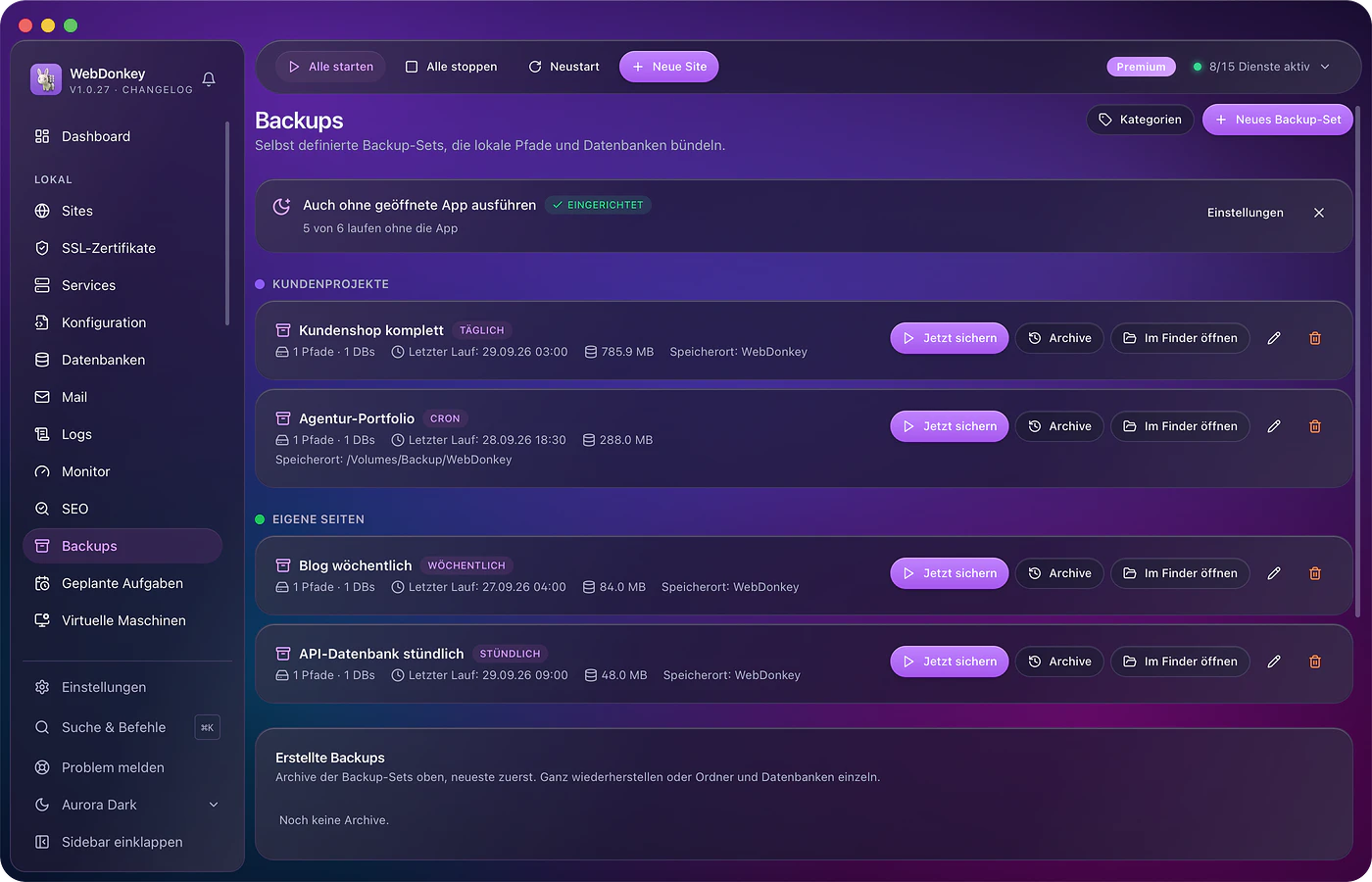 Vor dem Update ein Backup, das auch zurückkommt