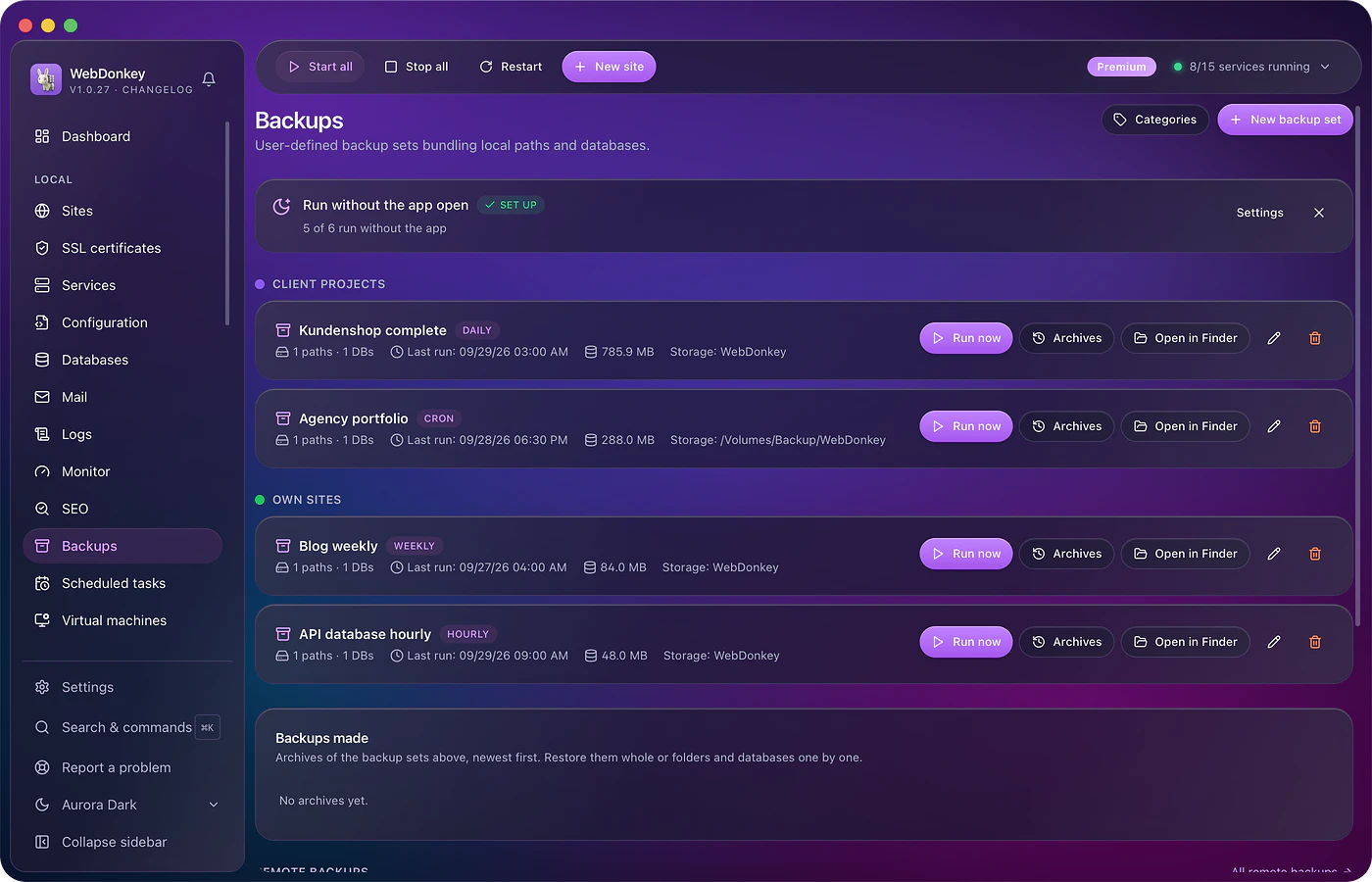 A backup before the update, one that actually comes back