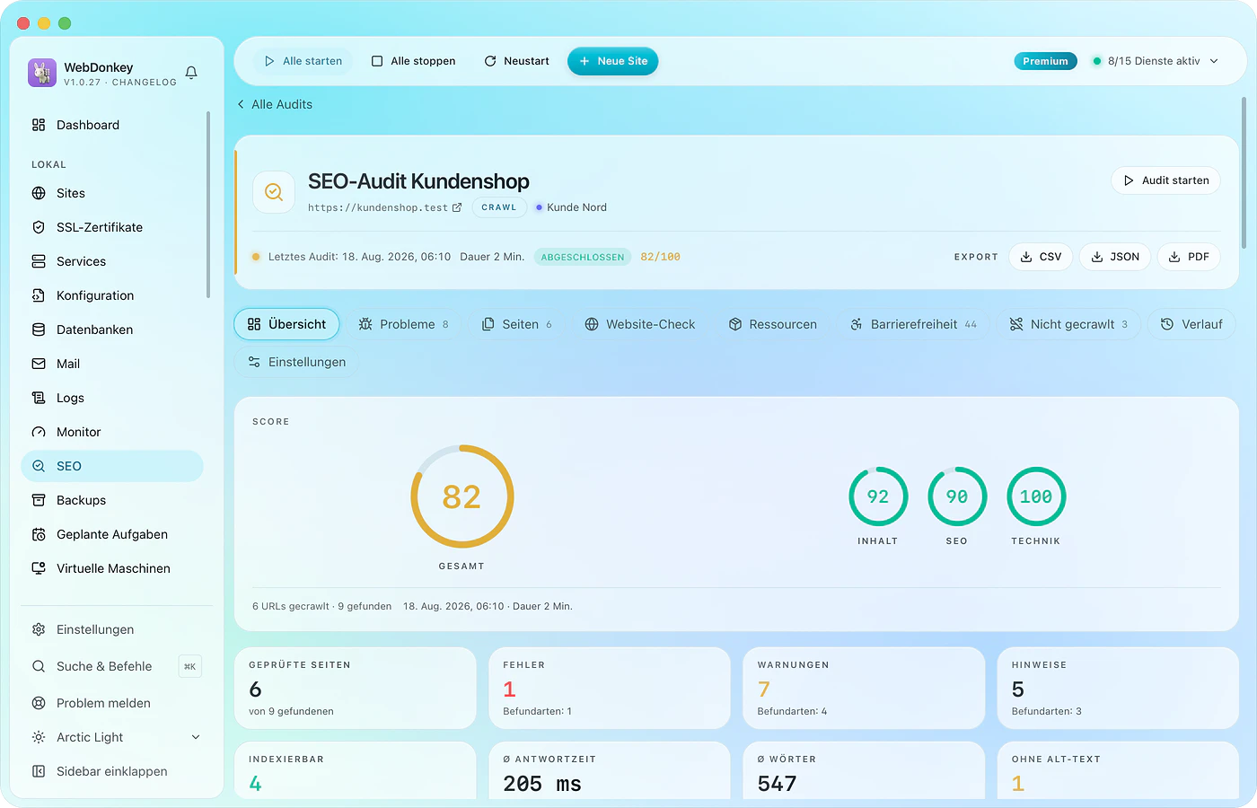 Das SEO-Paket prüft SEO und Barrierefreiheit