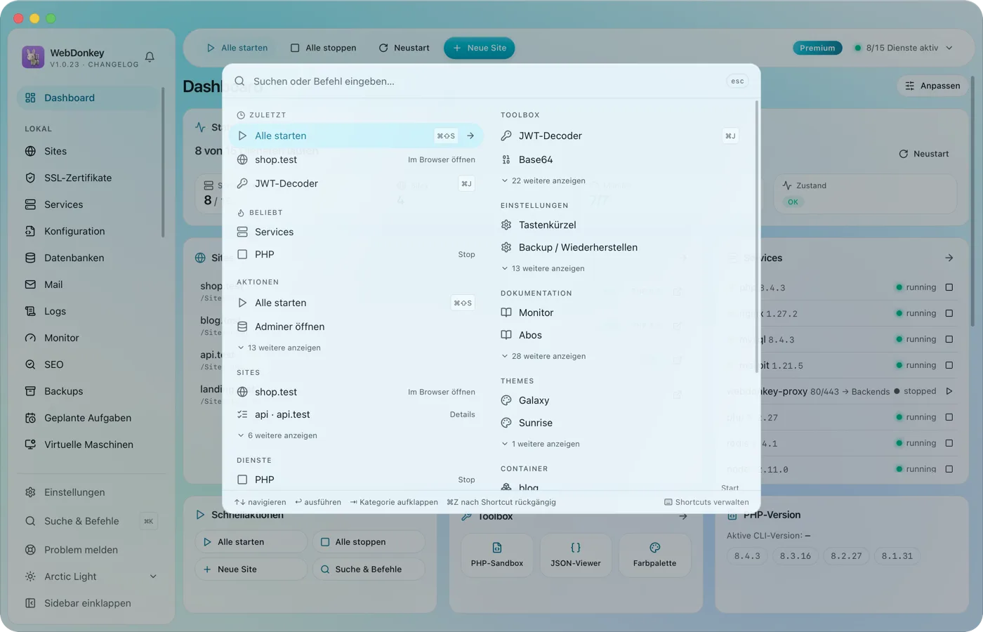 Suche und Shortcuts: per Knopfdruck bei deinen Sachen