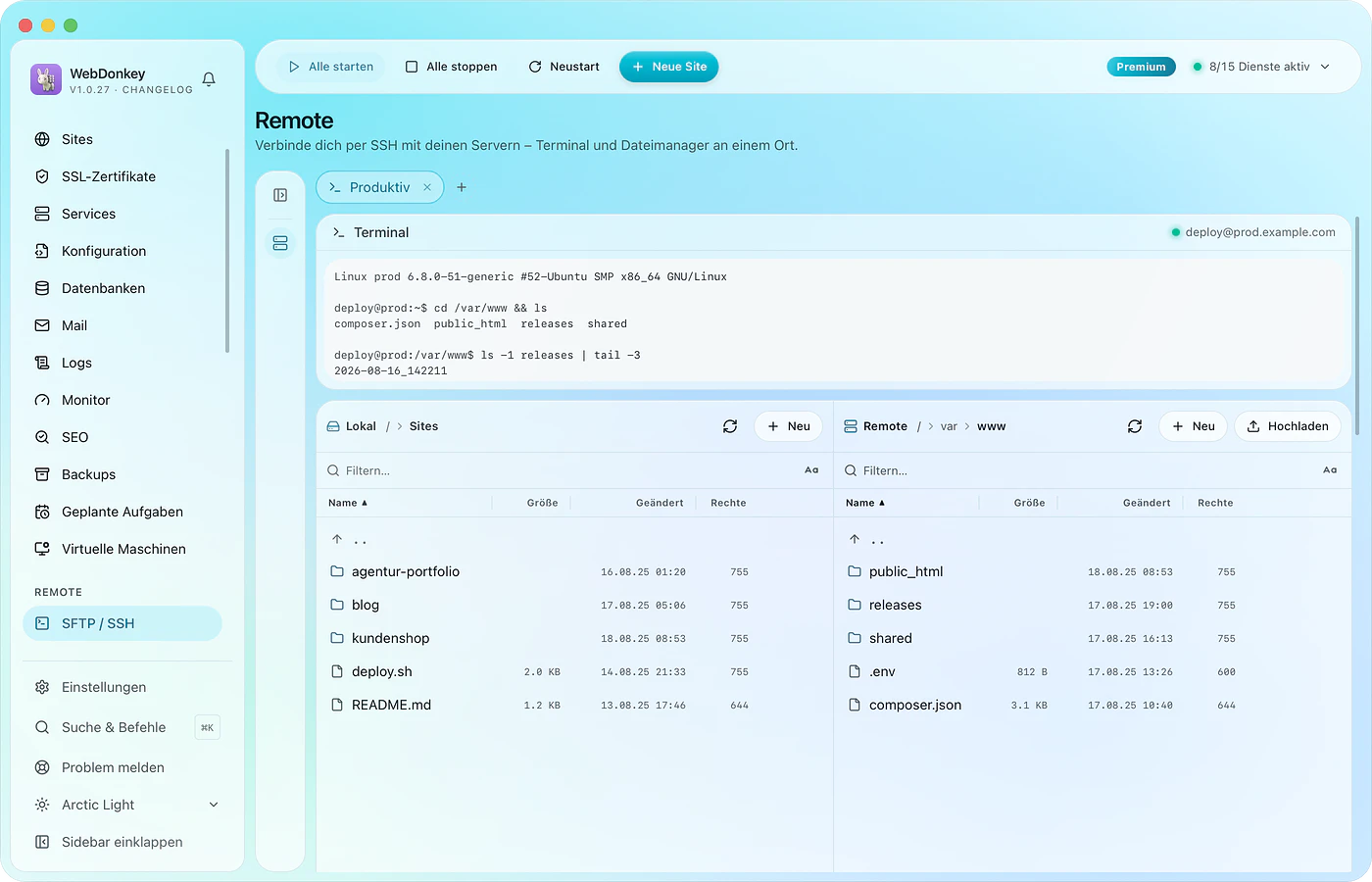 Kundenserver per SSH und SFTP.
