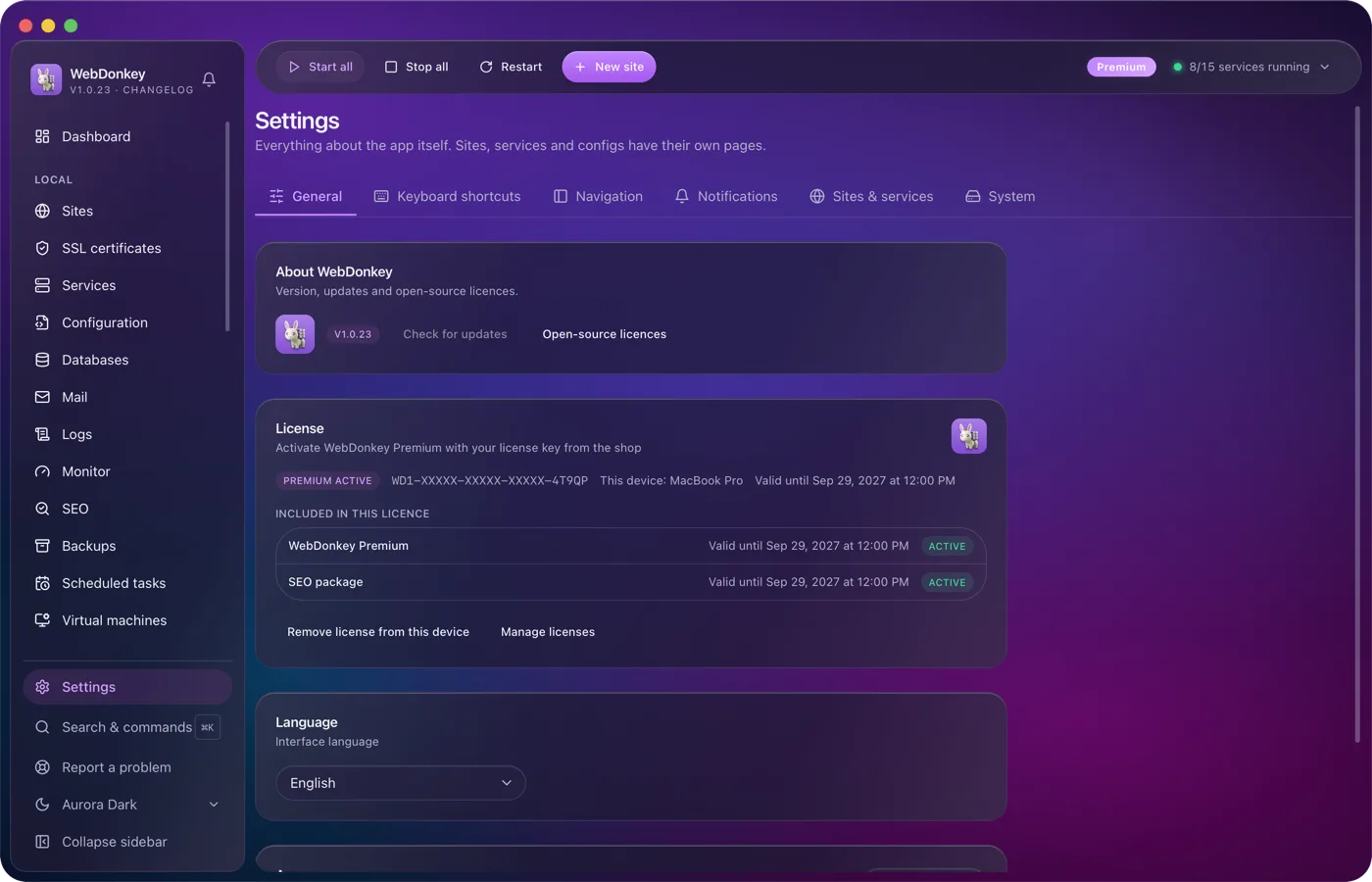 Settings you make once